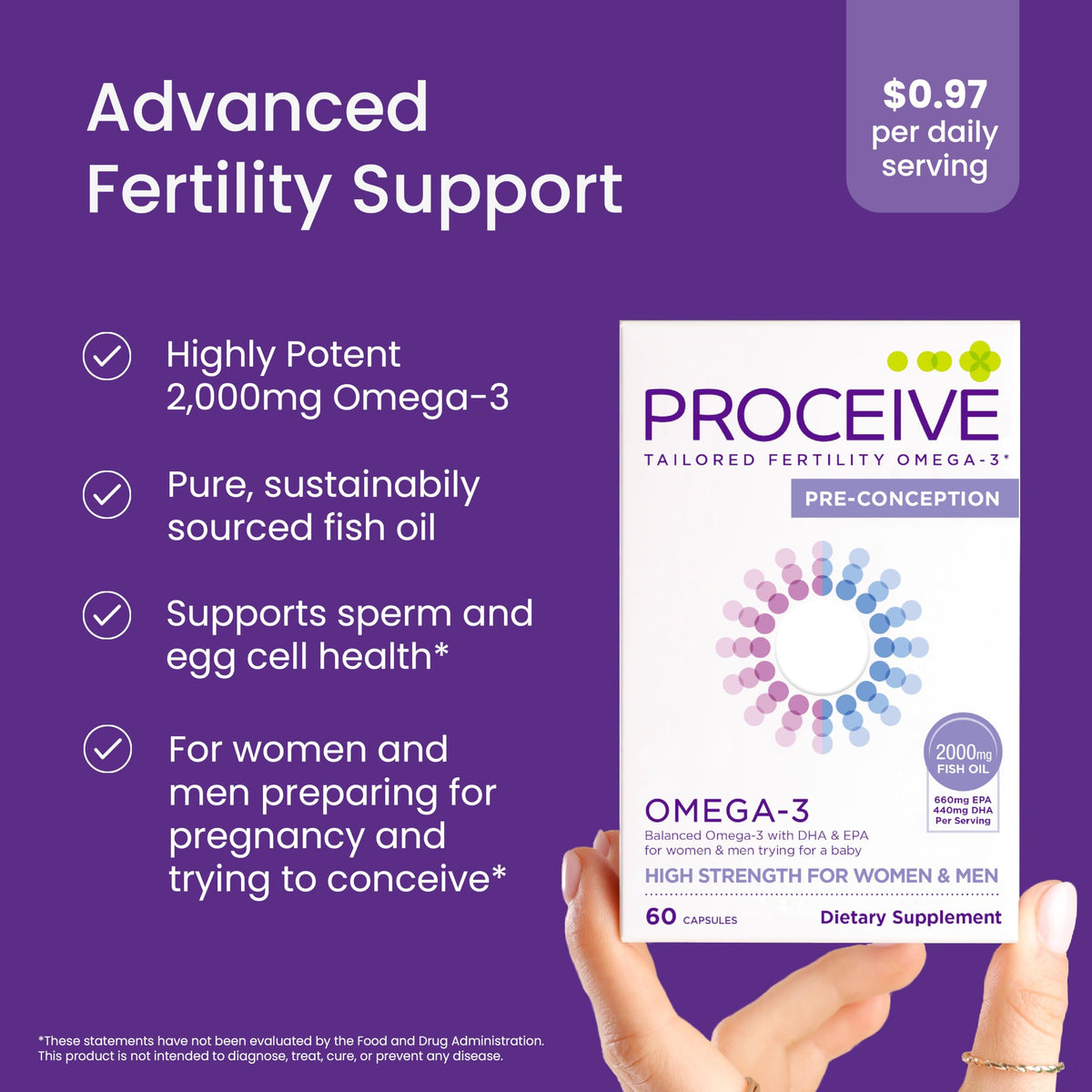 Proceive Omega-3 capsules molles sur un fond blanc