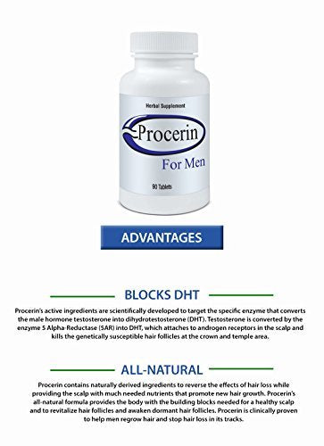 Procerin comprimés à côté d'un verre d'eau