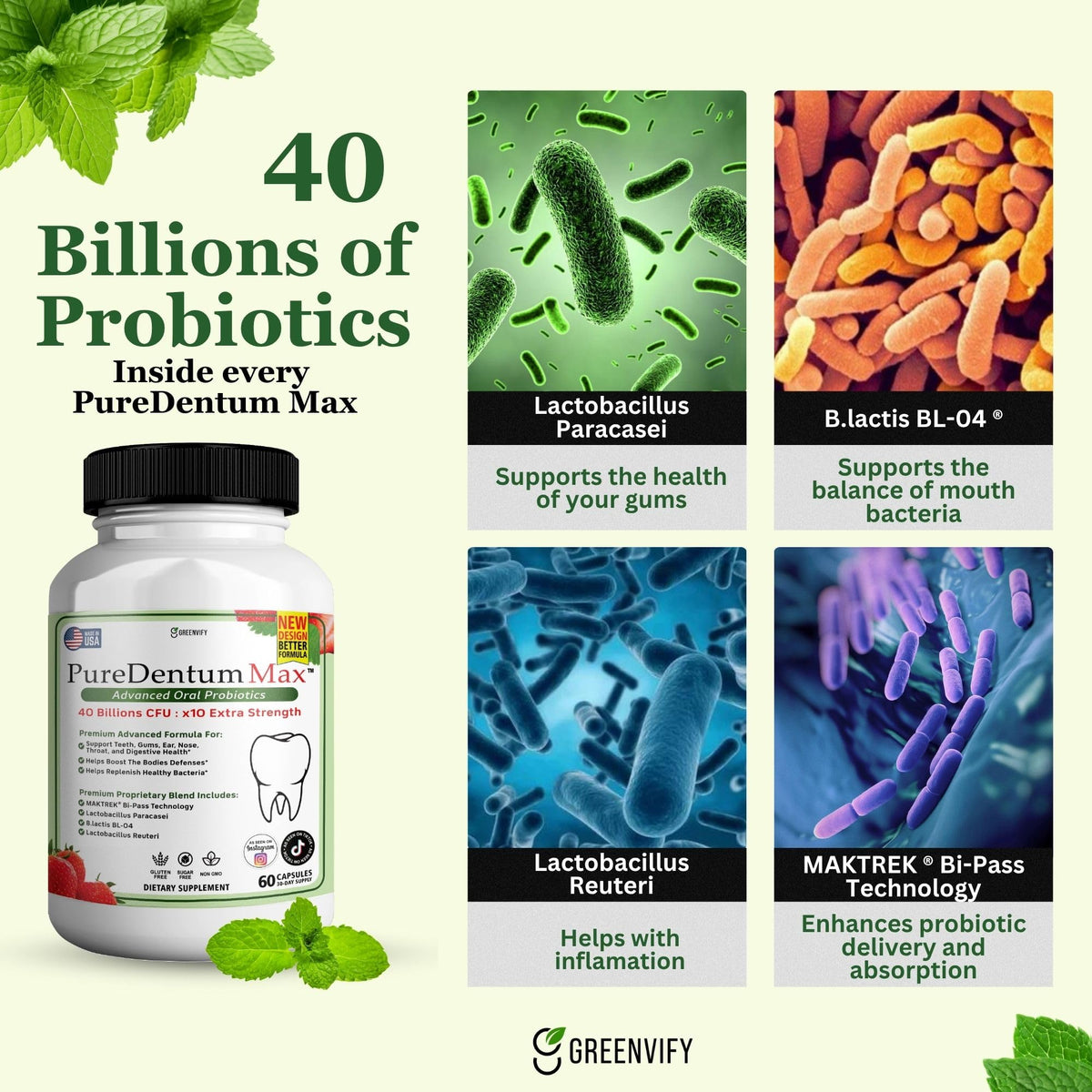 ProDentim Max Puredentum Max capsules avec une tasse d'eau