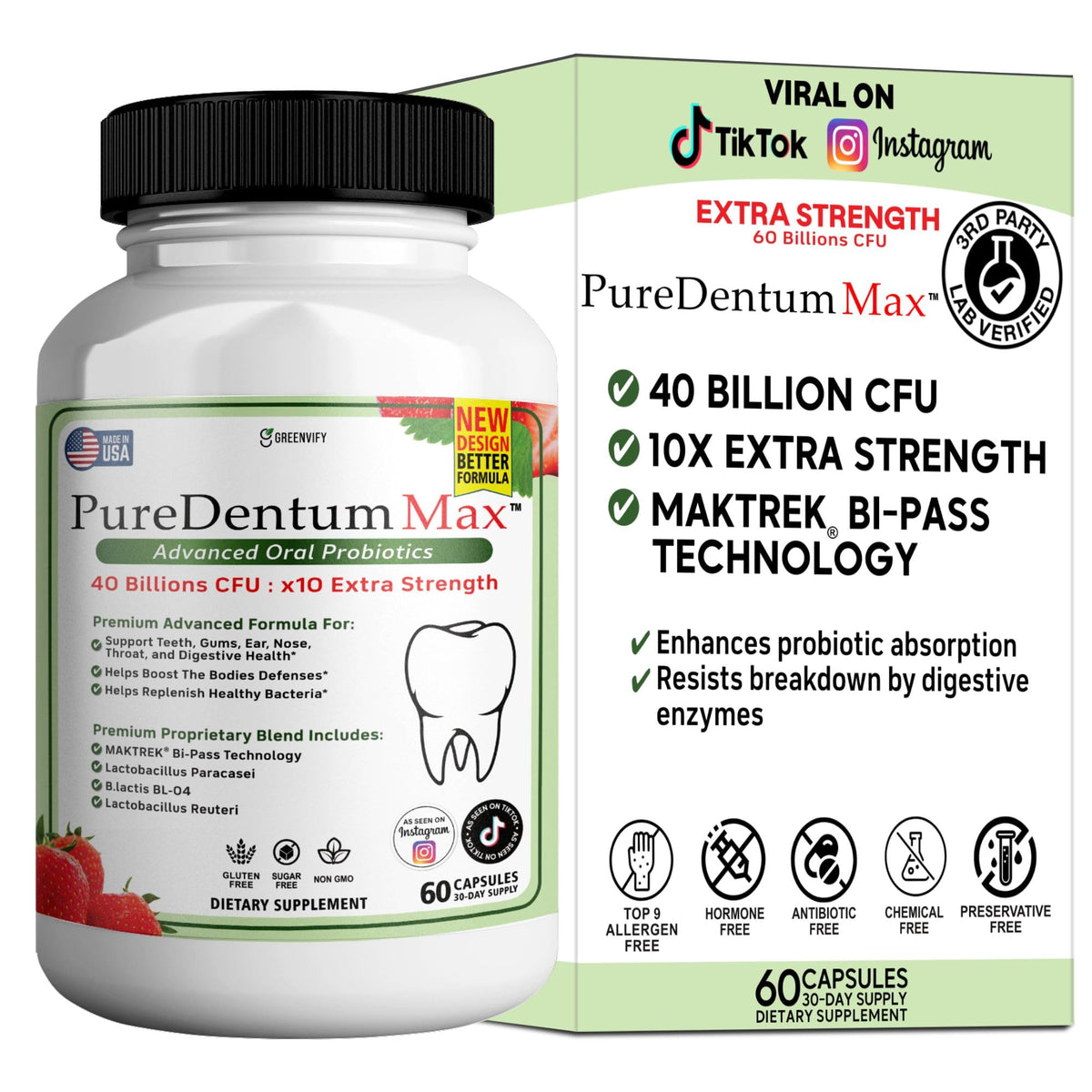 ProDentim Max Puredentum Max capsules vue avant avec emballage