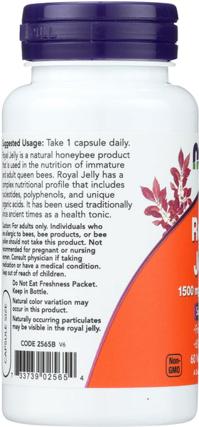 Produit NOW Foods Gelée Royale 1500 mg avec étiquette