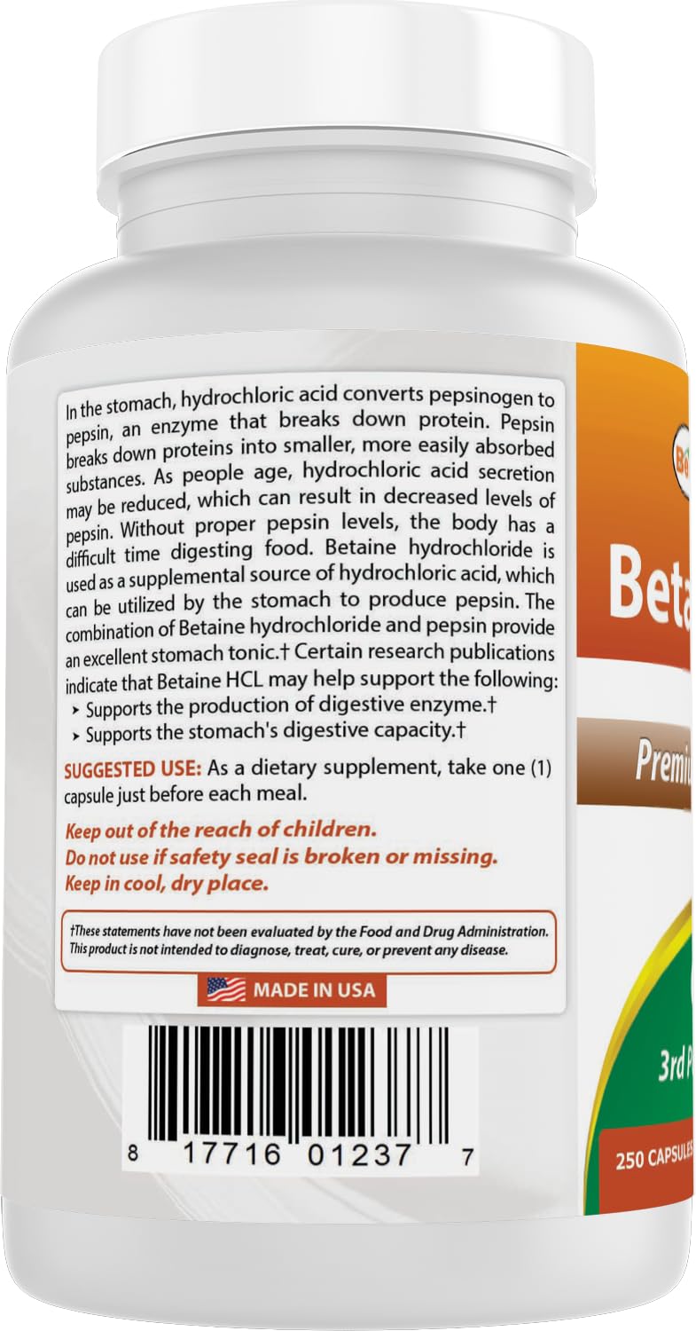 Produits Best Naturals Betaïne HCL dans un environnement de vie sain