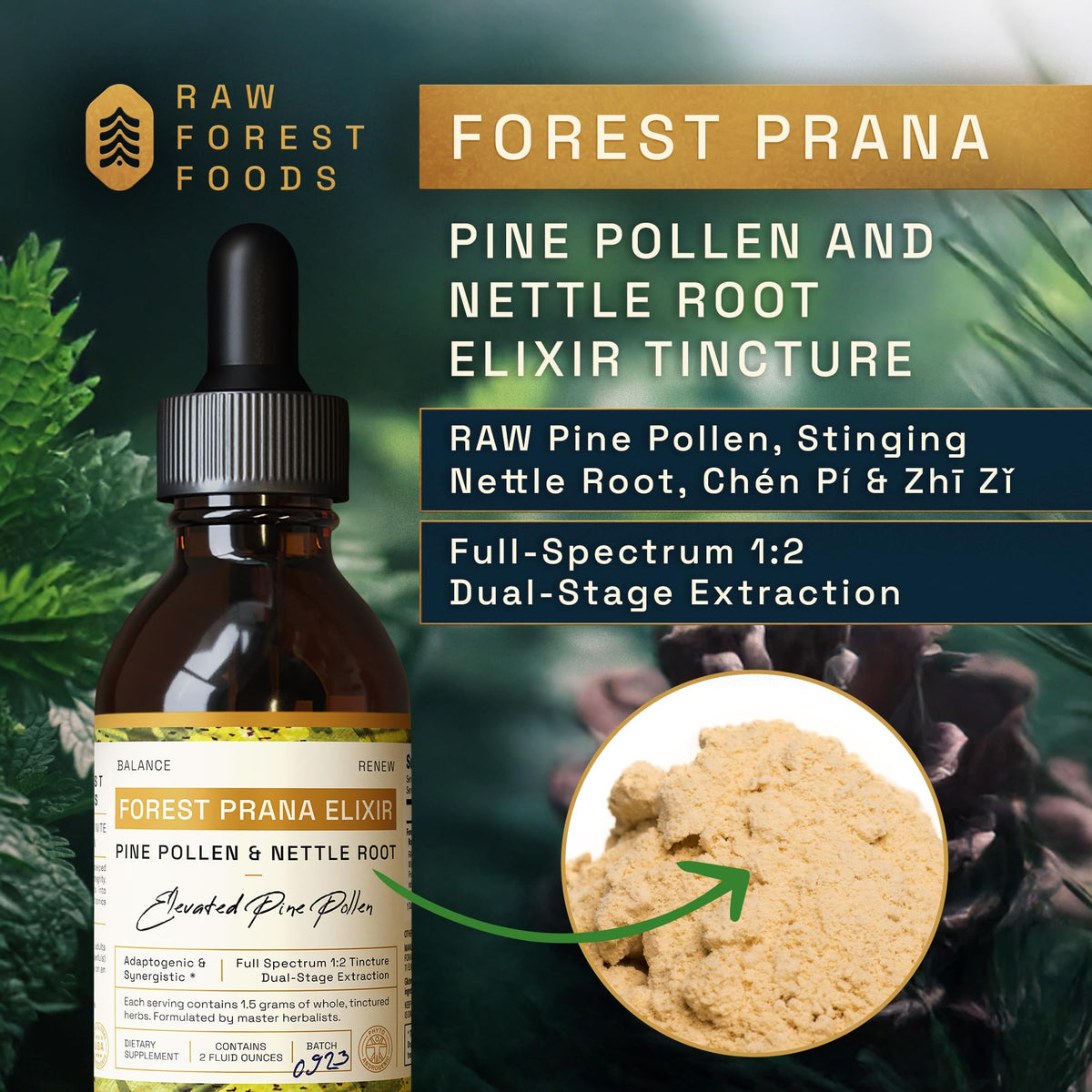 Produits naturels à base de pollen de pin et racine d'ortie