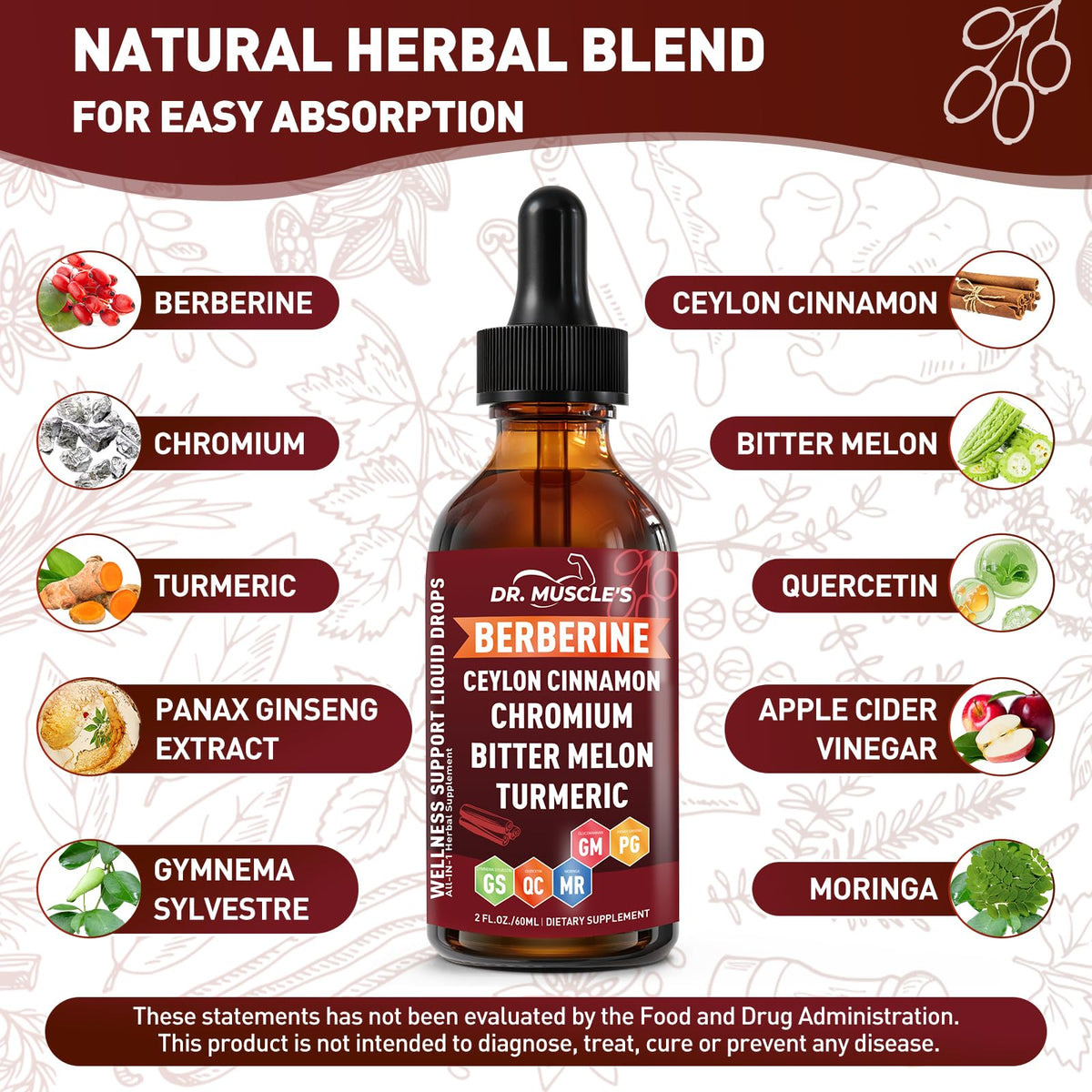 Produits naturels en arrière-plan avec le complément de berbérine