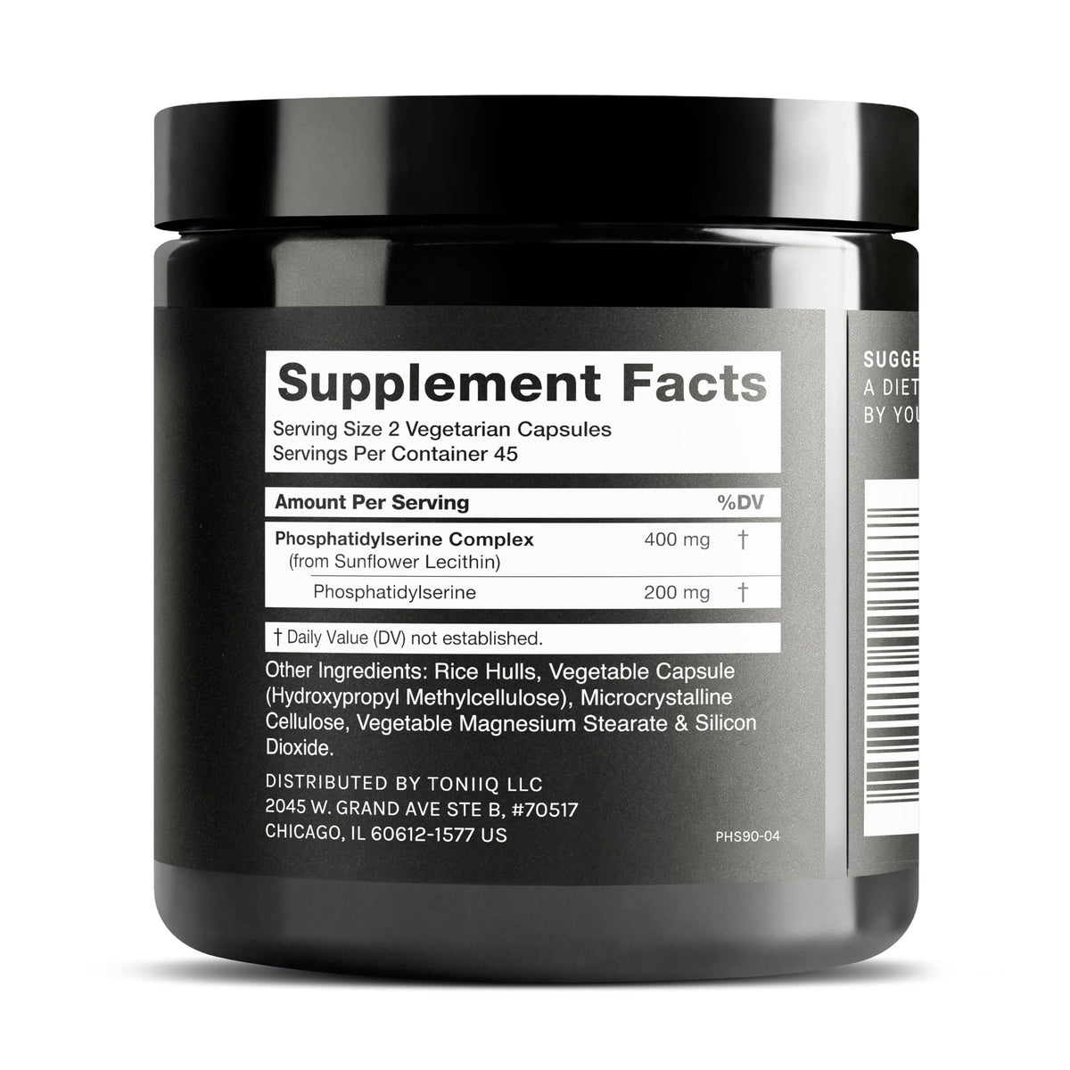Profil de l'emballage Toniiq Phosphatidylserine 400mg