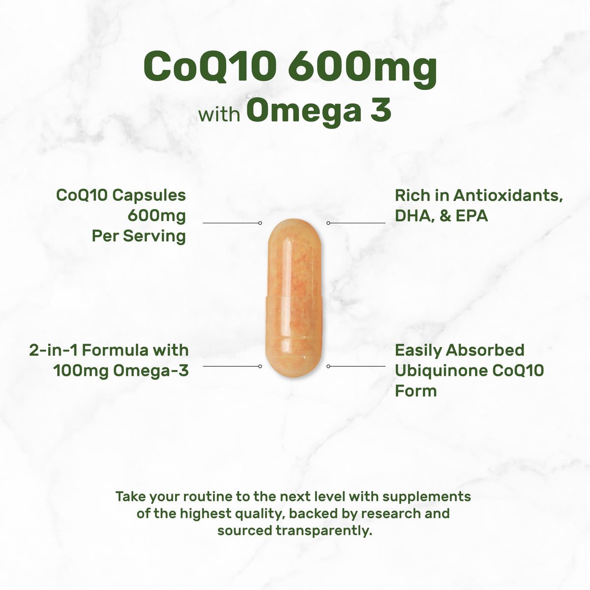 Profil des capsules CoQ10 600mg avec Omega 3 100mg