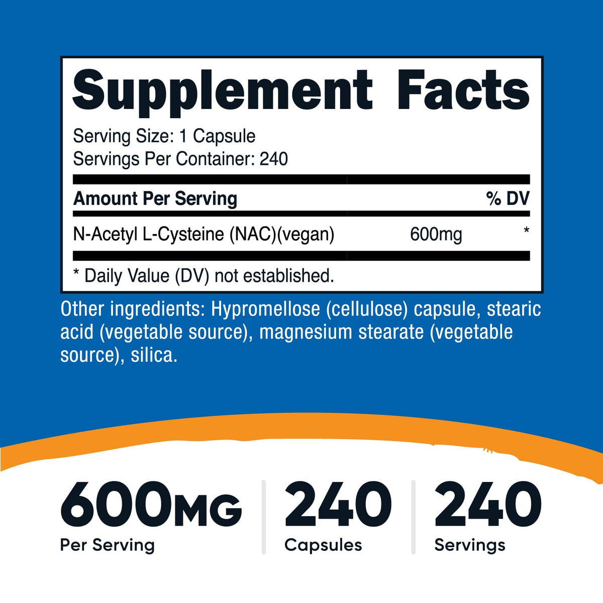 Profil des capsules végétales Nutricost N-Acetyl L-Cysteine