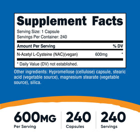 Profil des capsules végétales Nutricost N-Acetyl L-Cysteine