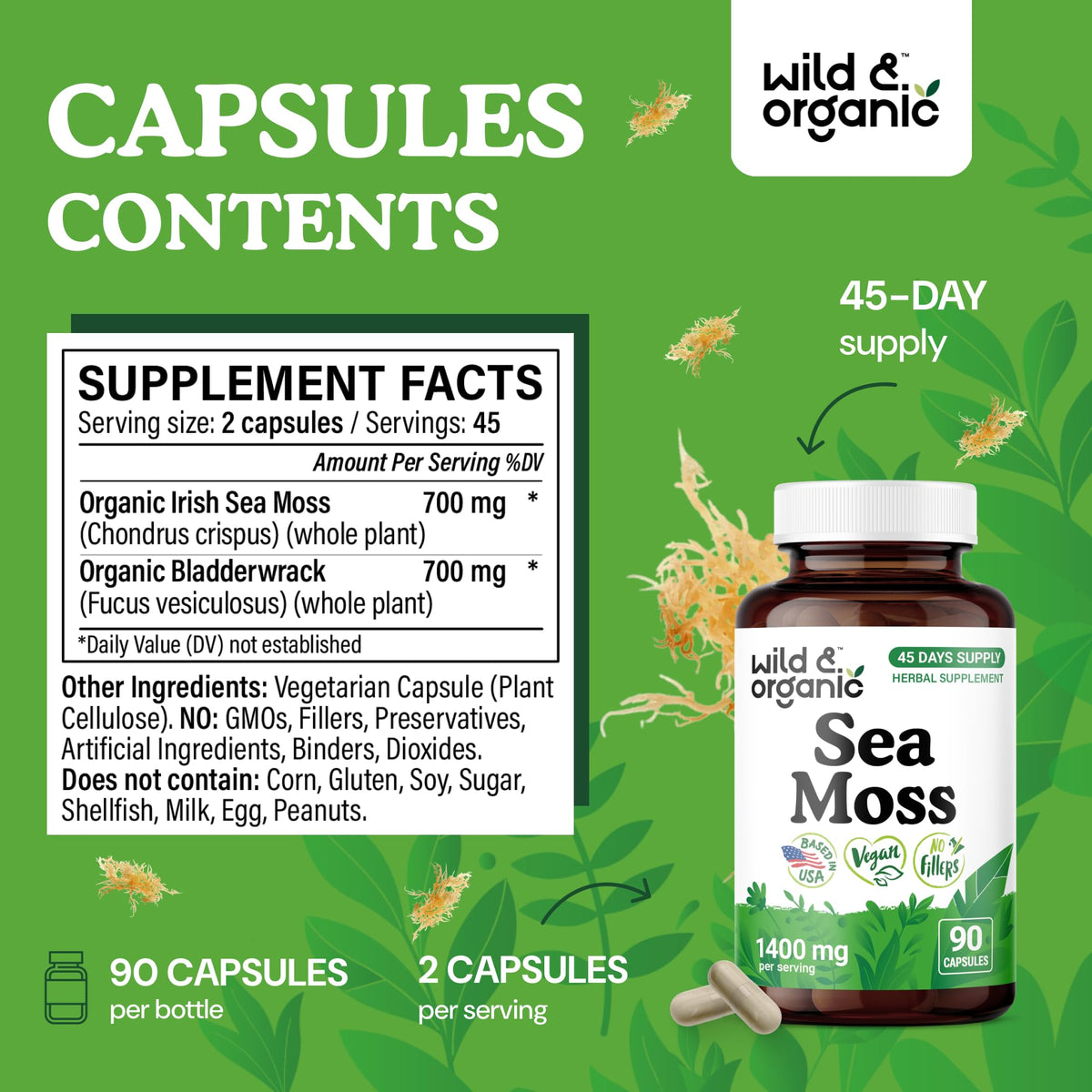 Profil du flacon de capsules Wild & Organic