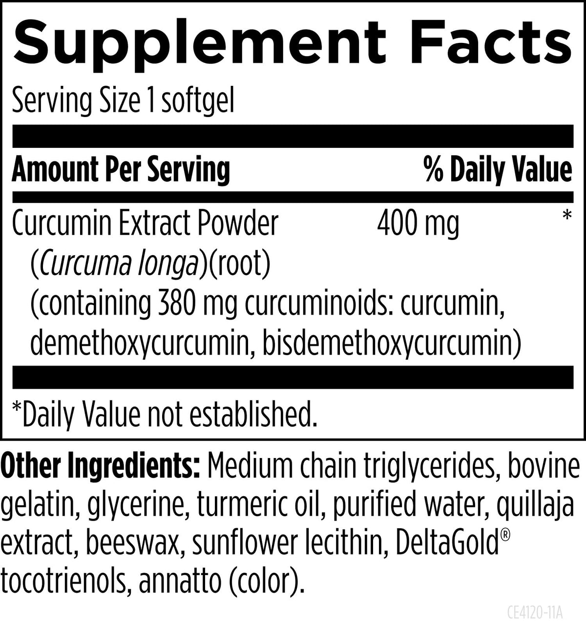 Profil du flacon de Curcum-Evail 400 de Designs for Health