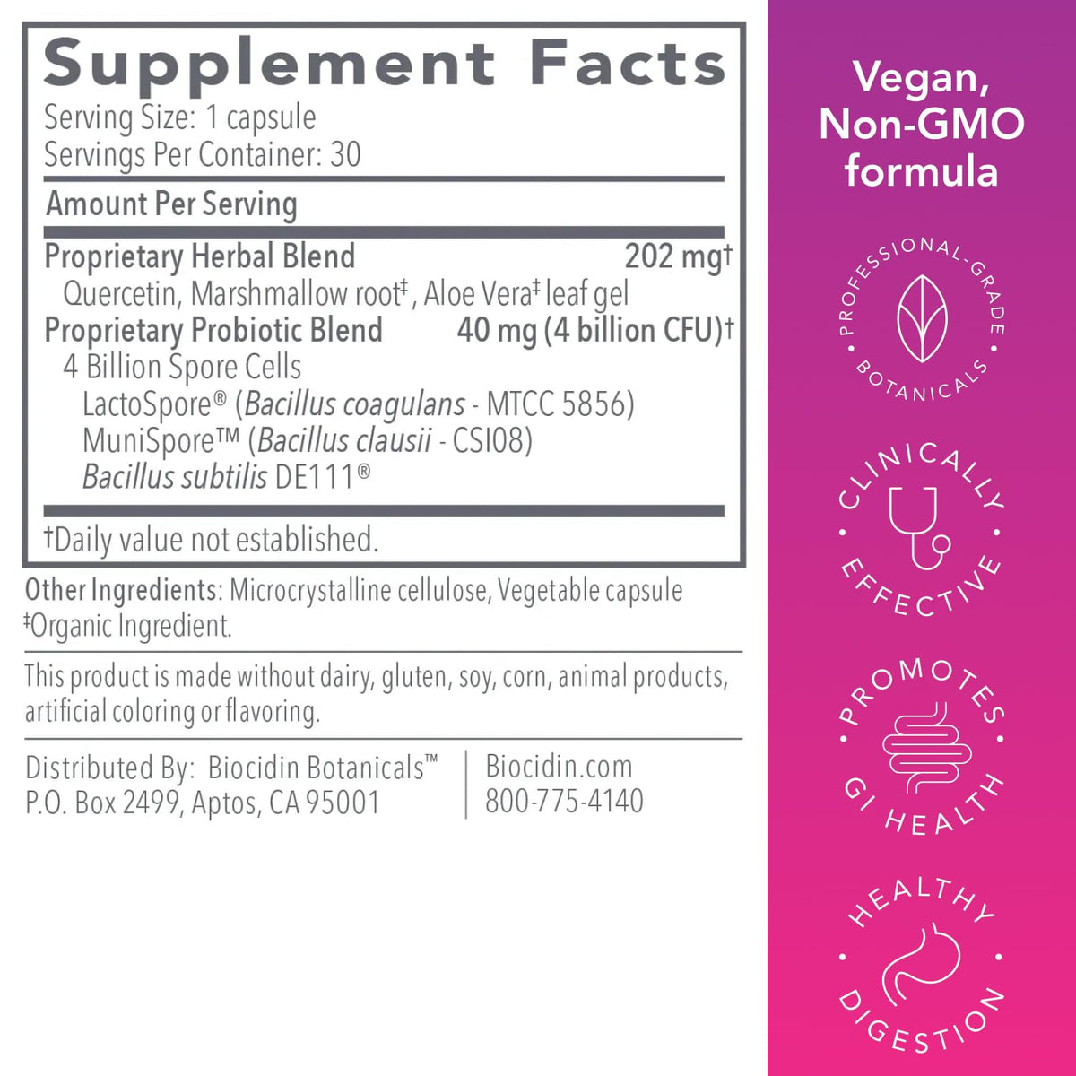 Proflora 4R Probiotique Spore 30 capsules, vue en gros plan