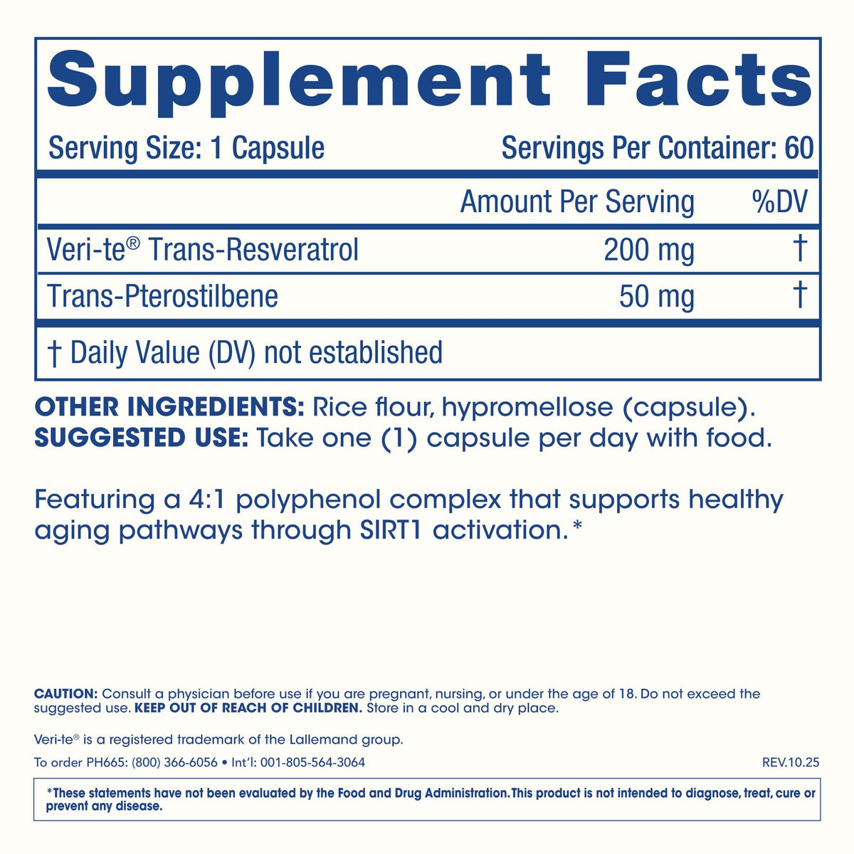 ProHealth Activateur de Sirtuine 1, vue de côté des capsules