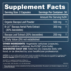 ProHealth Bacopa Monnieri 1 000 mg Capsules côté