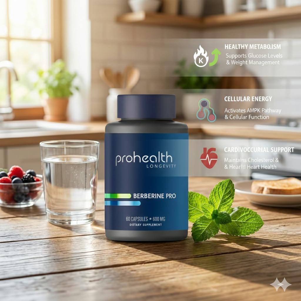 ProHealth Berberine Pro 1200 mg, capsules en gros plan