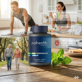 ProHealth Berberine Pro 1200 mg, flacon ouvert avec capsules