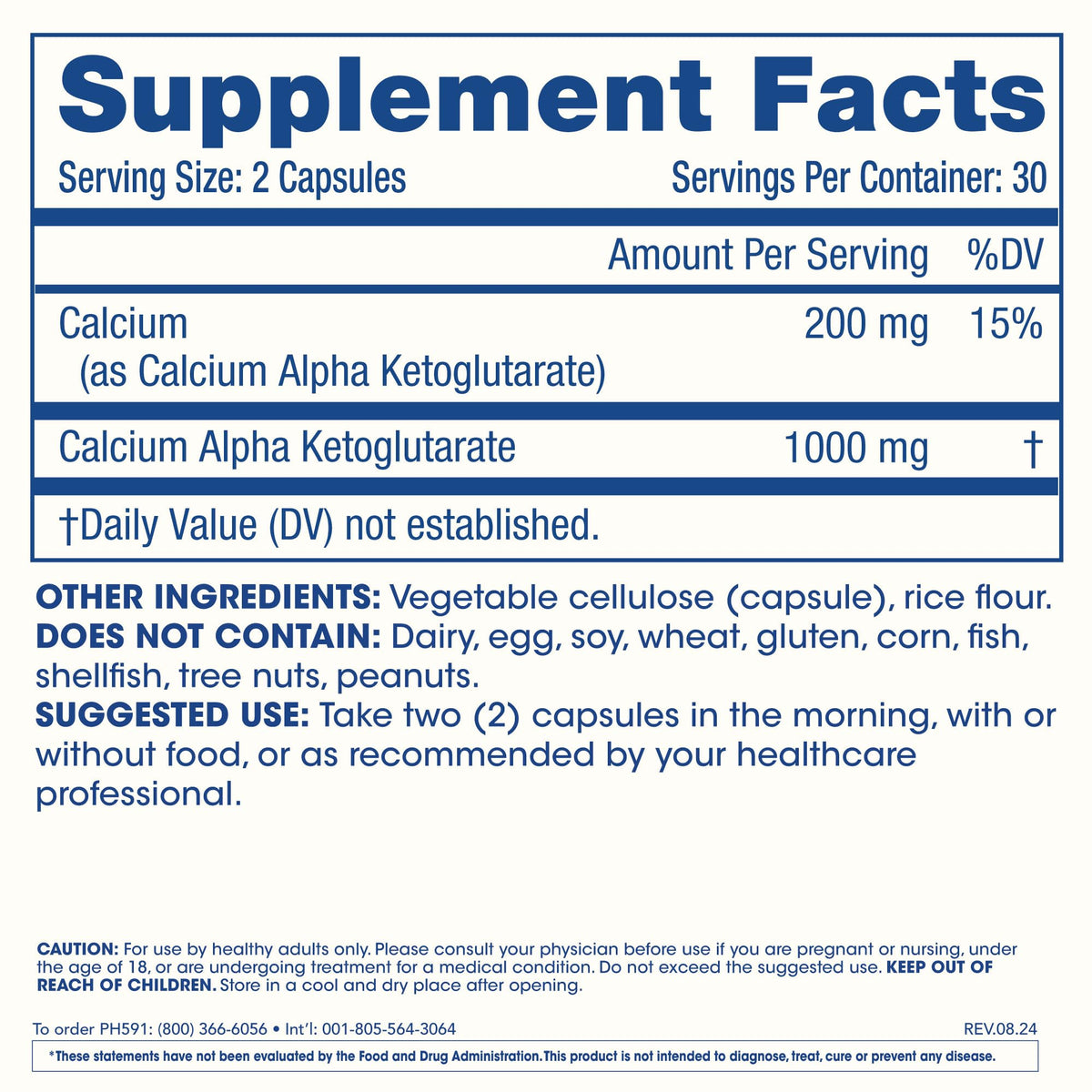 ProHealth Ca AKG Complément Alimentaire 1000 mg sur une table