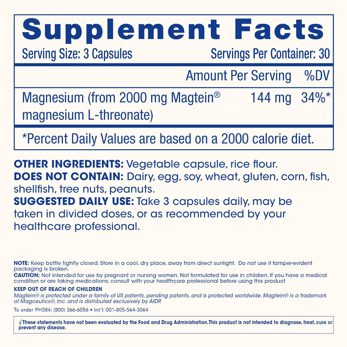 ProHealth Magnésium L-Thréonate 90 capsules avec des légumes frais