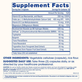 ProHealth NAD Triple support 90 capsules avec des ingrédients