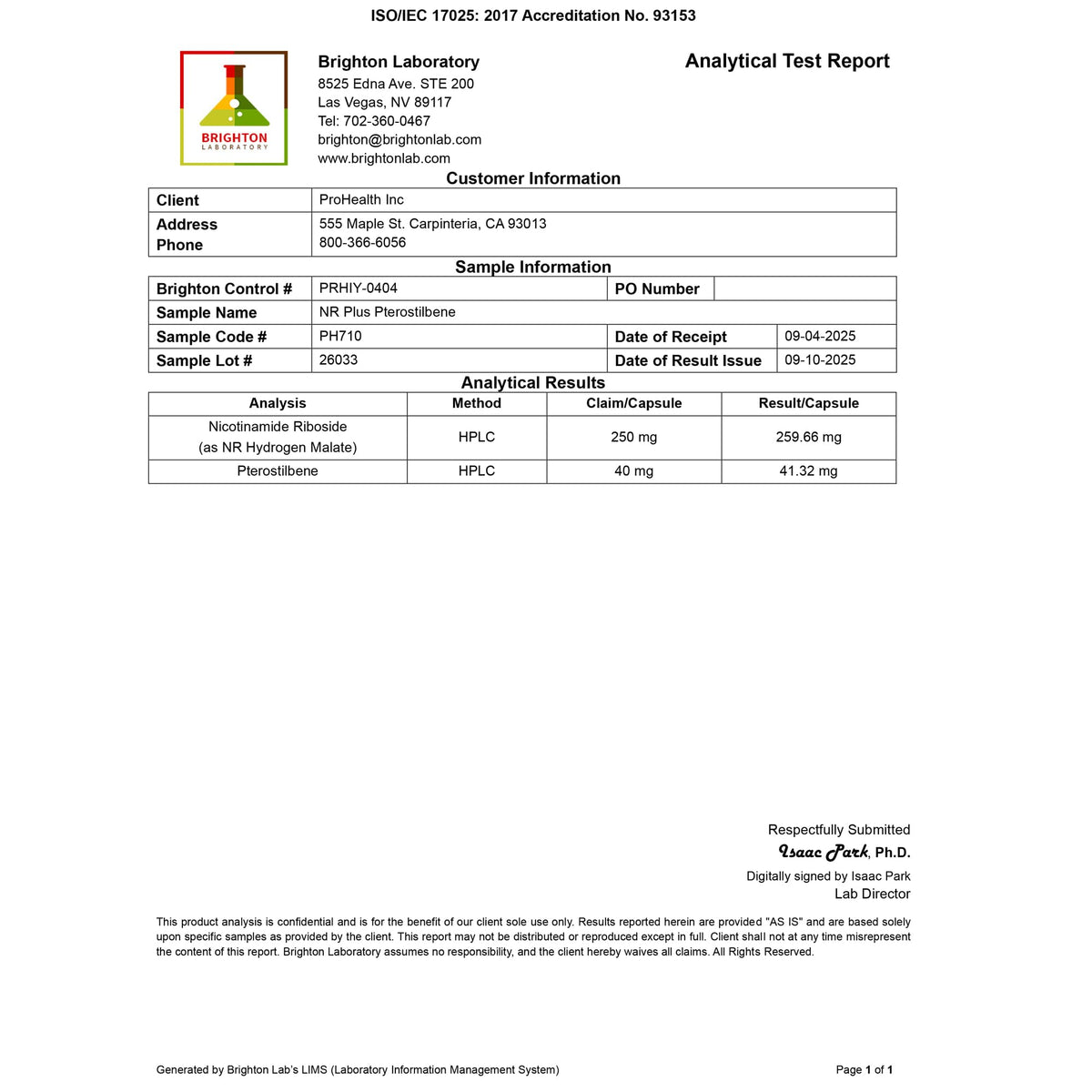 ProHealth Nicotinamide Riboside capsule ouverte sur une table