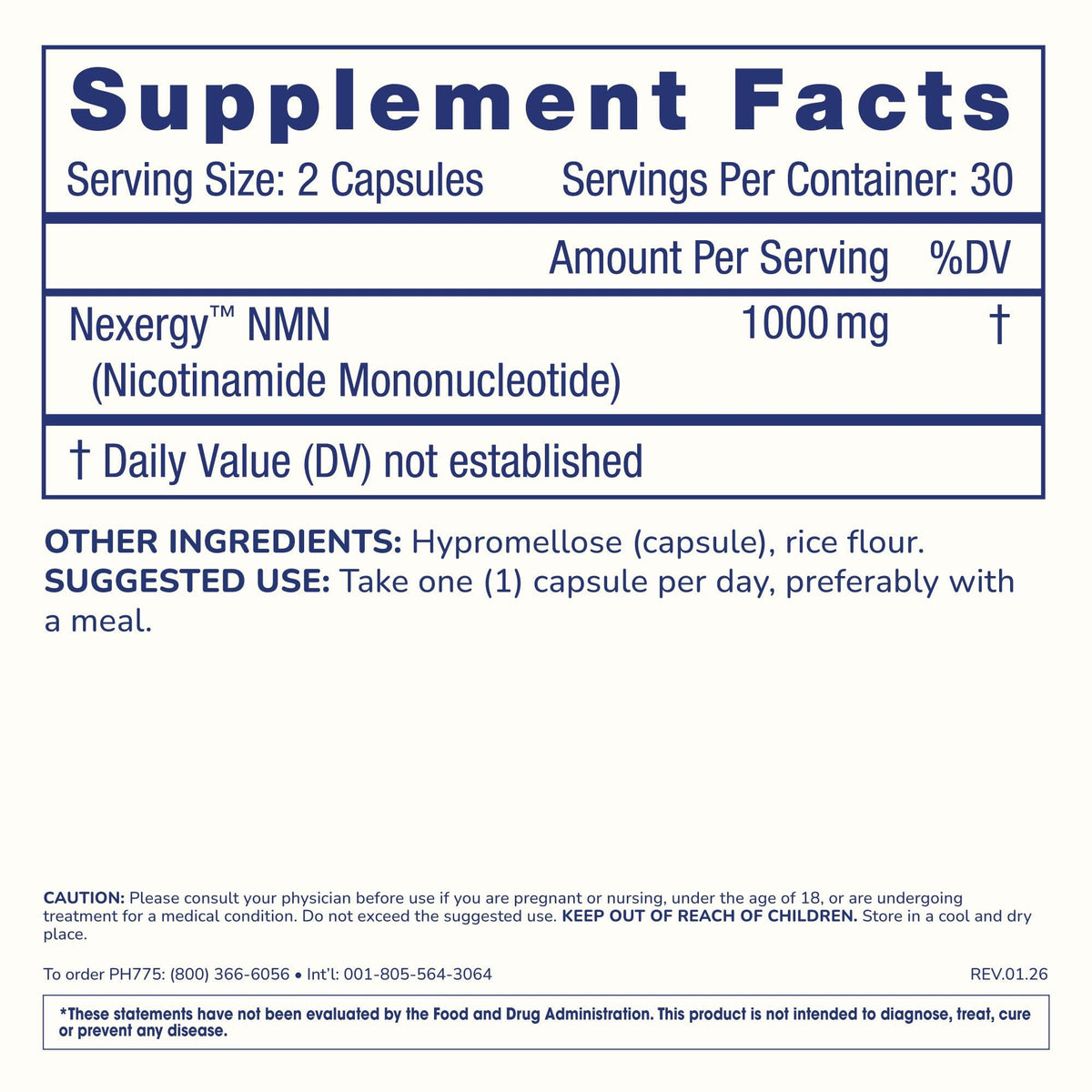 ProHealth NMN 1000mg capsules avec étiquette détaillant les ingrédients