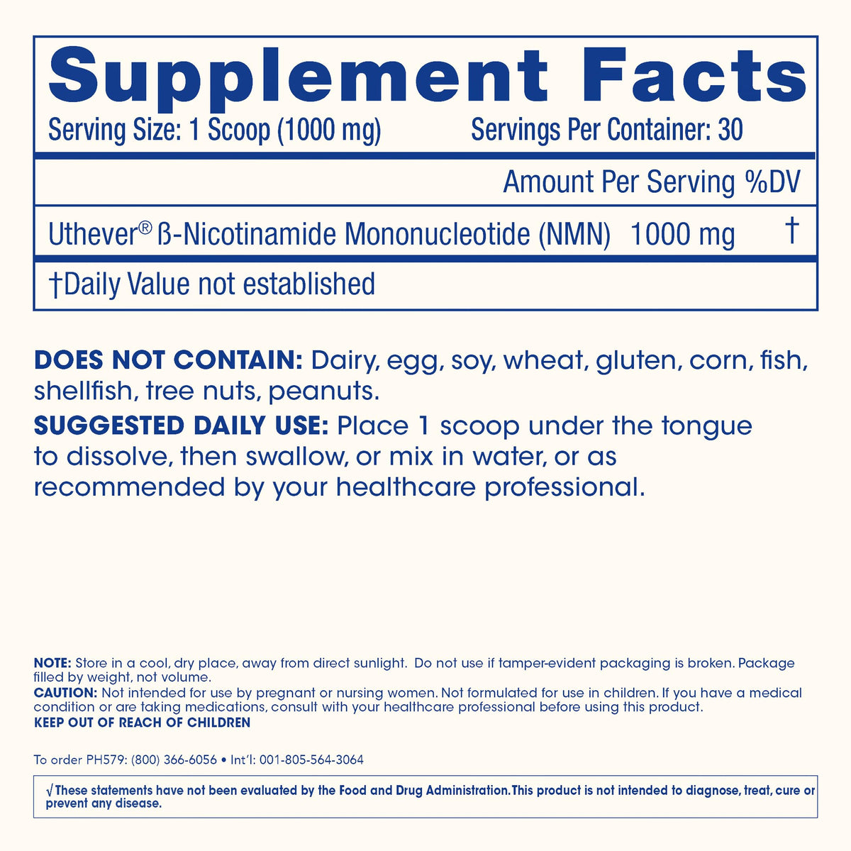 ProHealth NMN Pro Poudre 30g avec informations nutritionnelles visibles