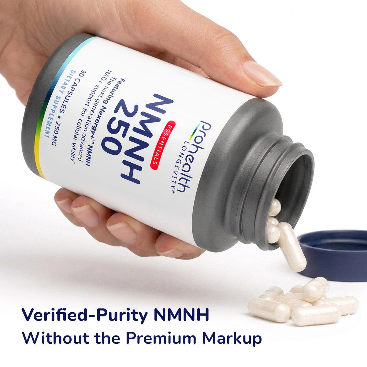 ProHealth NMNH 250mg capsules on a wooden table