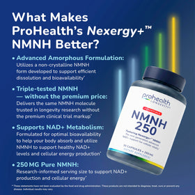 ProHealth NMNH 250mg capsules with dosage information