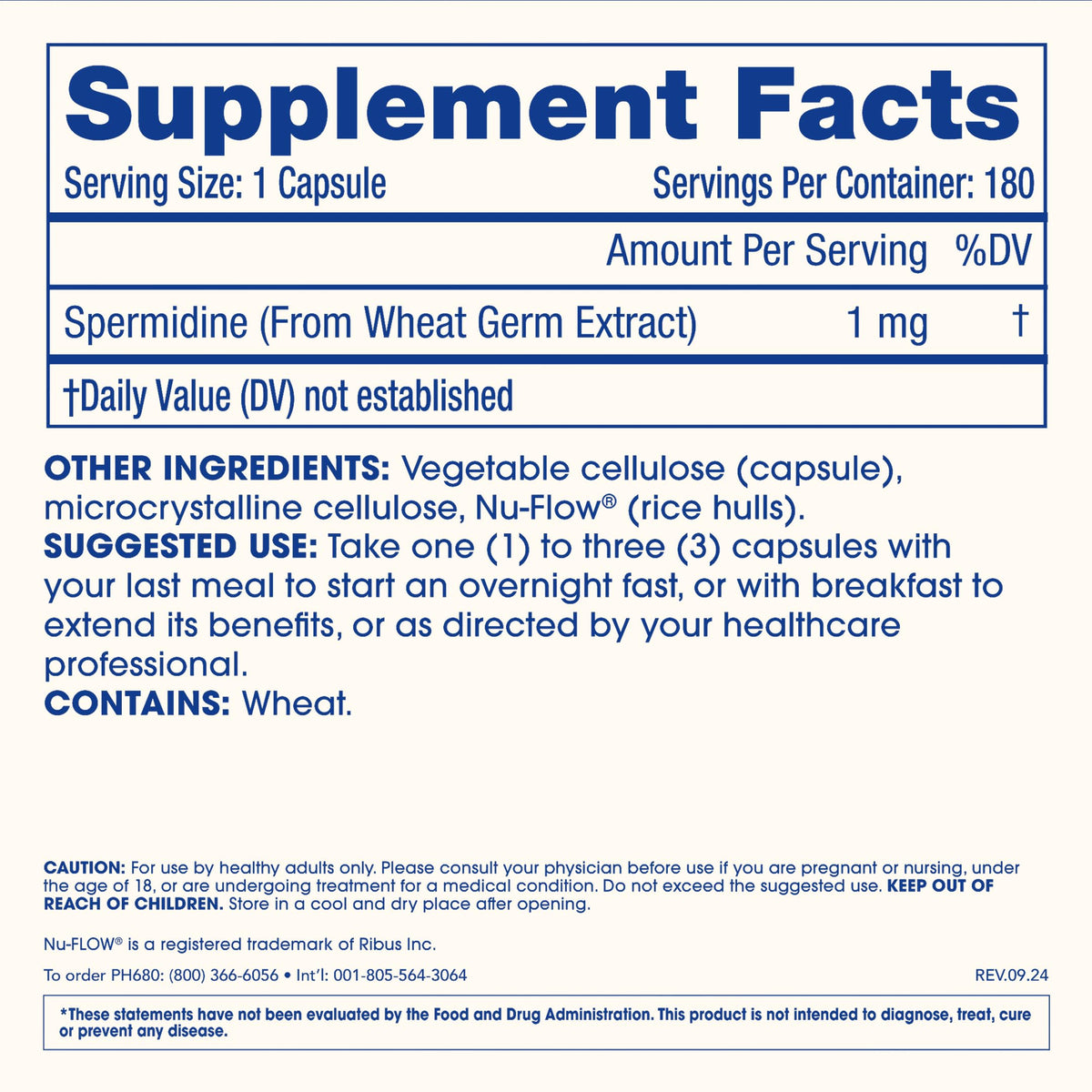 ProHealth Pure Spermidine 1 mg sur table avec verre d'eau