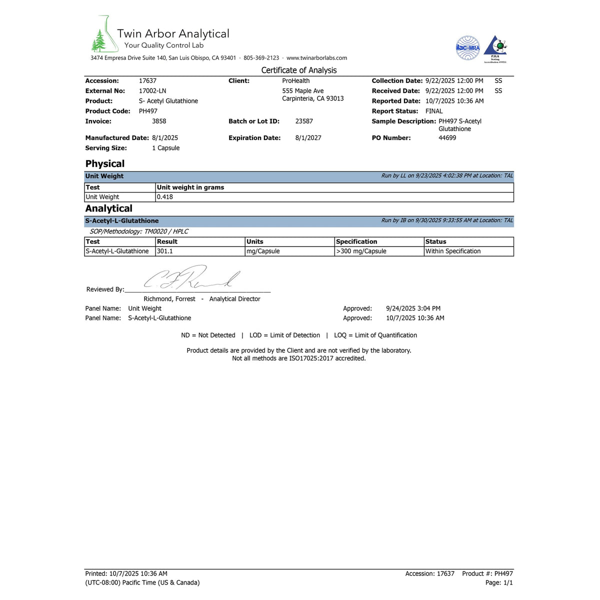 ProHealth S-Acetyl Glutathione 300 mg boîte avec étiquetage