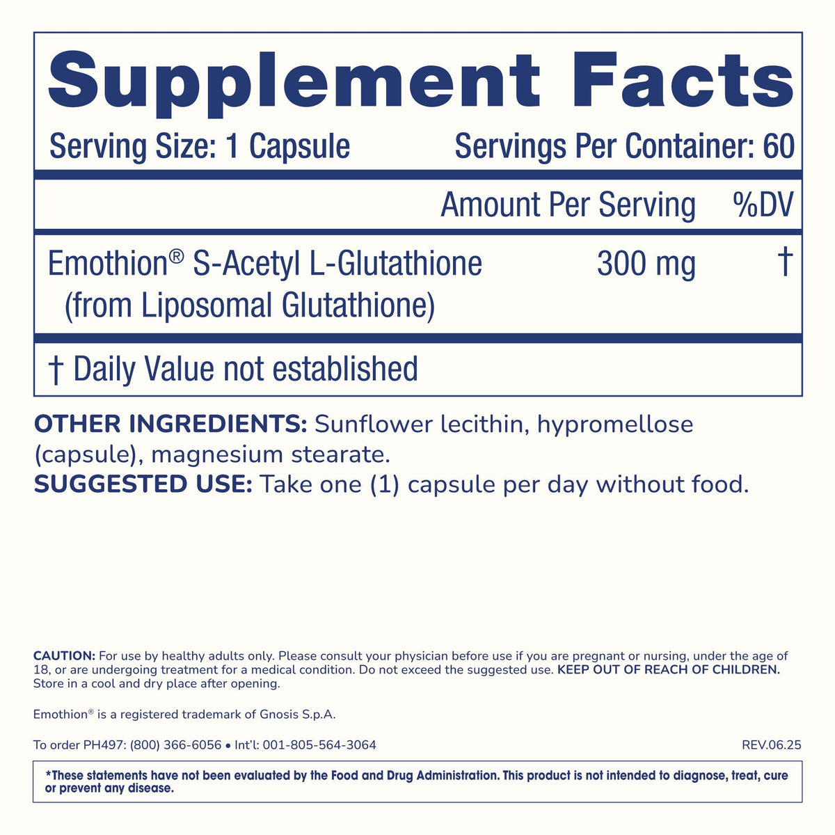 ProHealth S-Acetyl Glutathione 300 mg capsules arrière vue