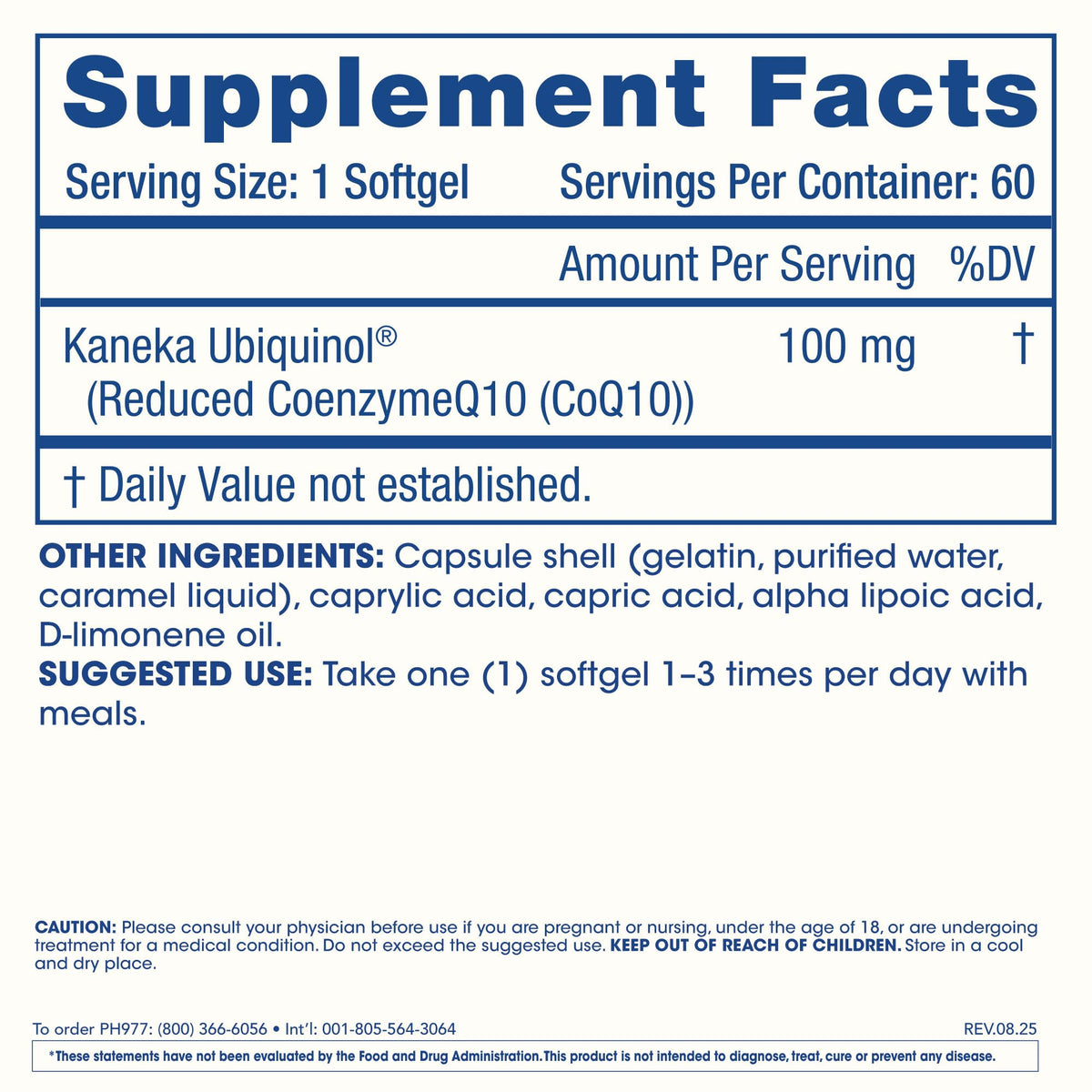 ProHealth Ubiquinol CoQ-10 100 mg gélules molles avec étiquette