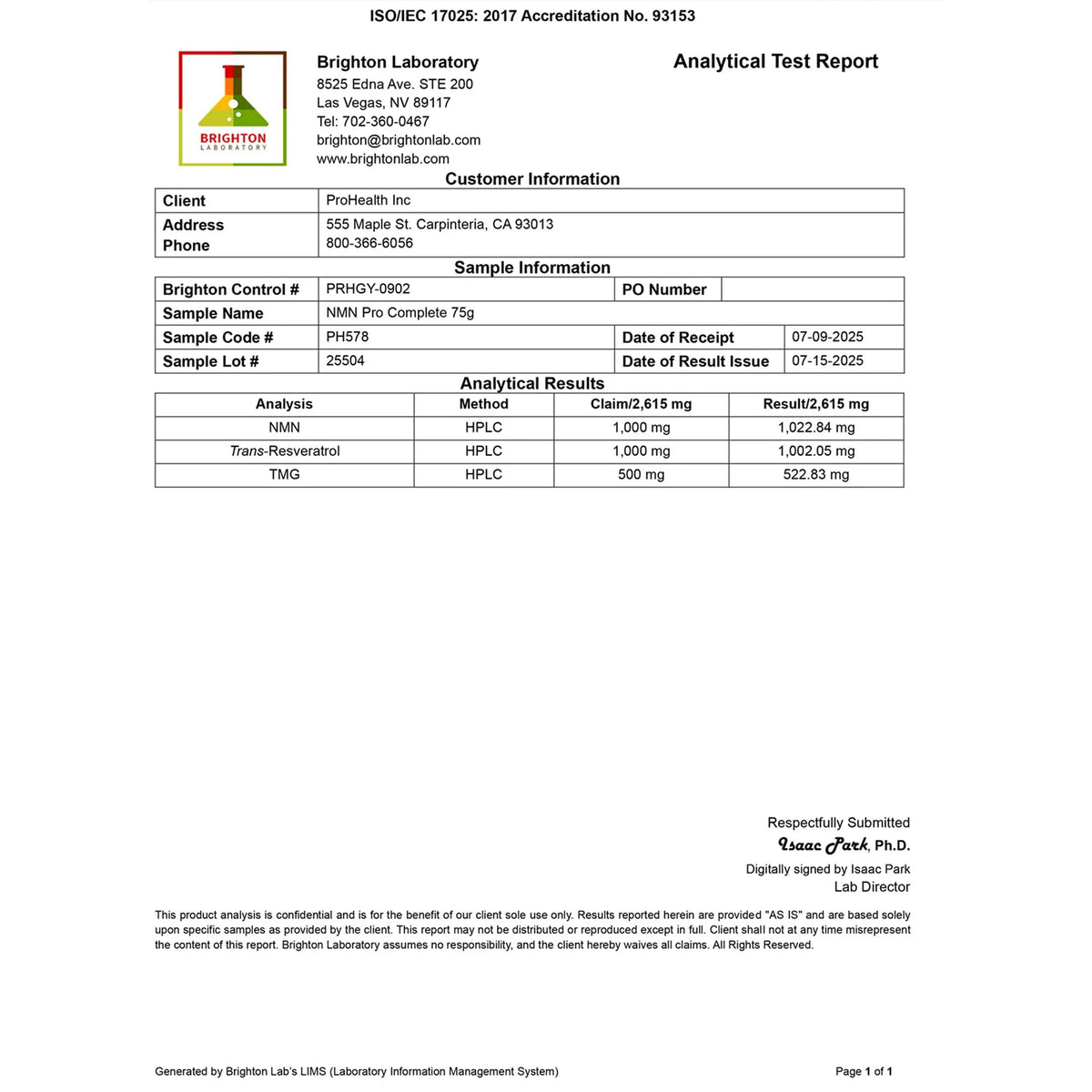 ProHealth Uthever® NMN Pro Complete product details close-up