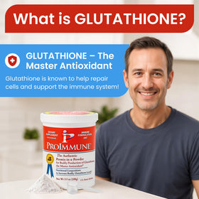 ProImmune Glutathione Supplement 200 poudre dans un verre
