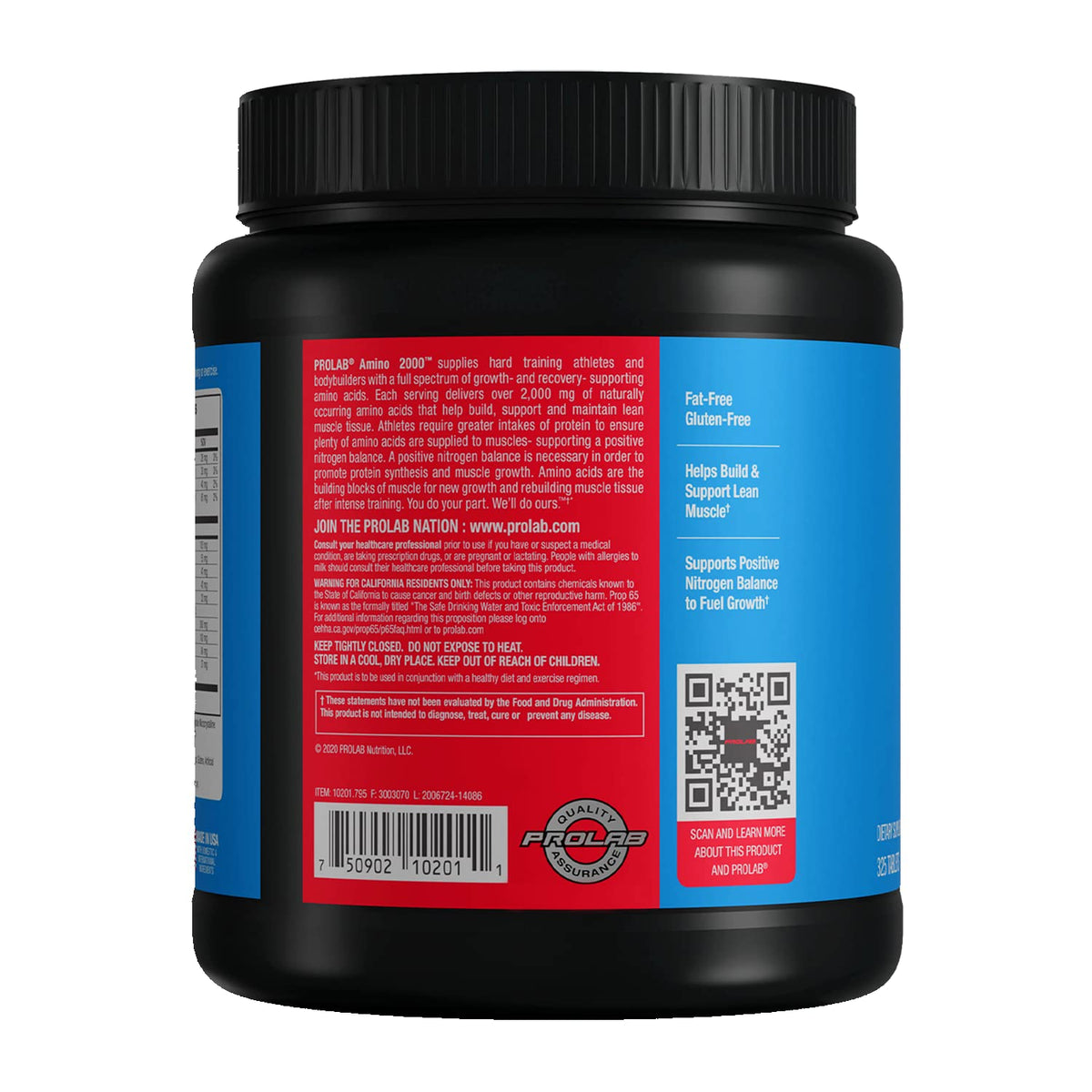 ProLab Amino 2000 comprimés avec un verre d'eau