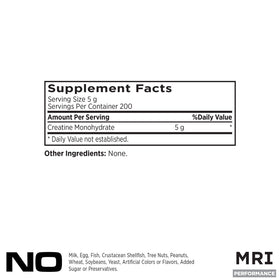 ProLab Créatine Monohydrate Poudre 1000g étiquette