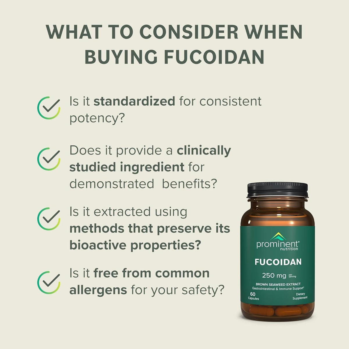 Prominent Nutrition Fucoidan 250 mg, capsules avec un verre d'eau