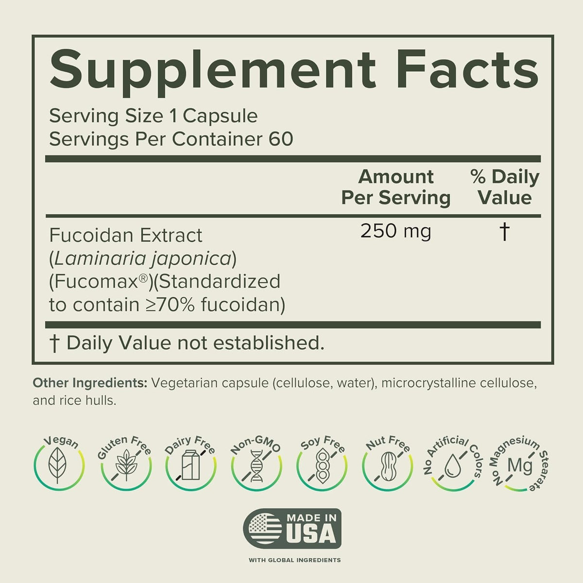 Prominent Nutrition Fucoidan 250 mg, capsules dans leur emballage