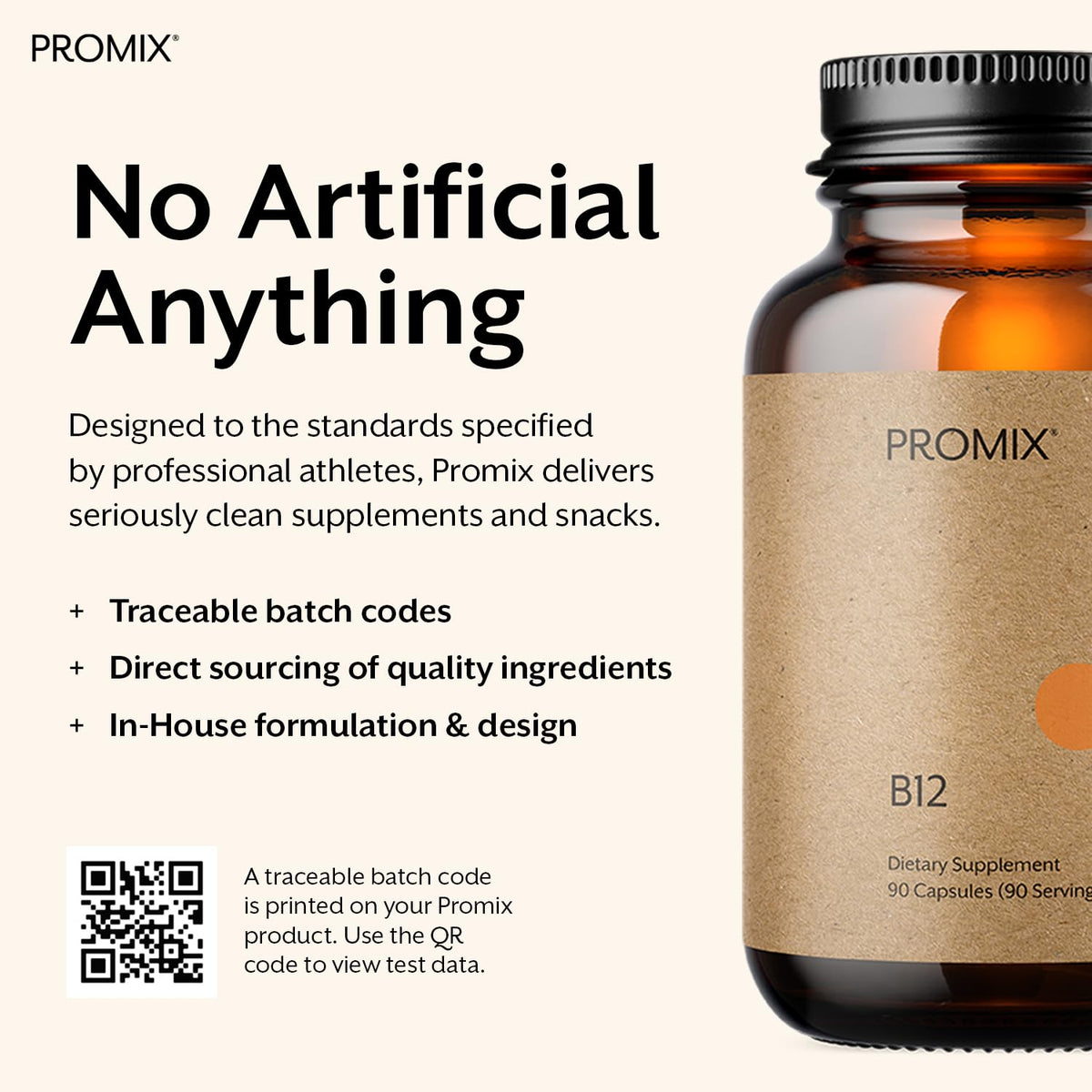 ProMix Nutrition B12 capsules avec étiquette visible