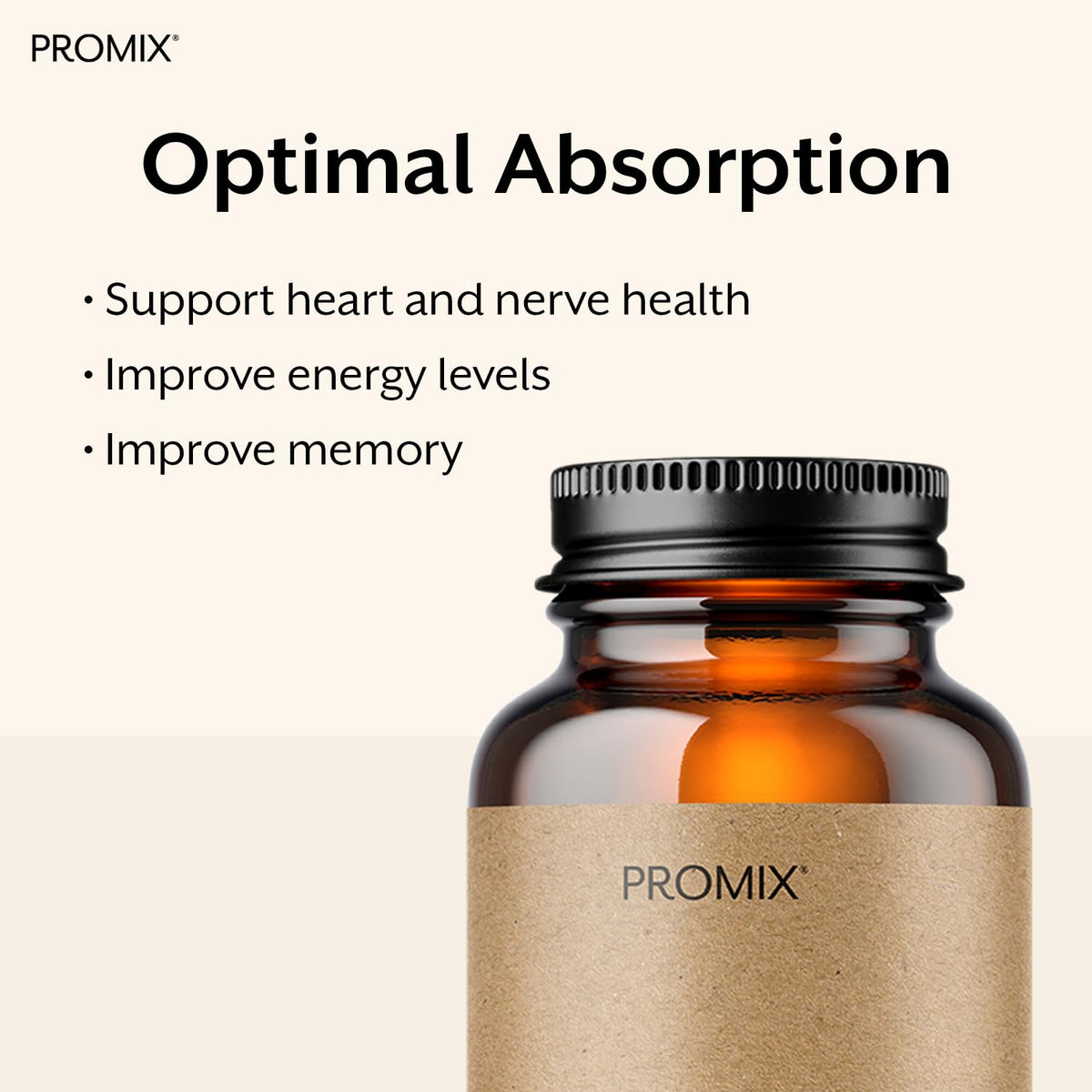 ProMix Nutrition B12 capsules ouvertes sur une surface
