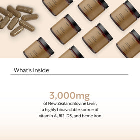 ProMix Nutrition capsules de foie bovin cru sur une table
