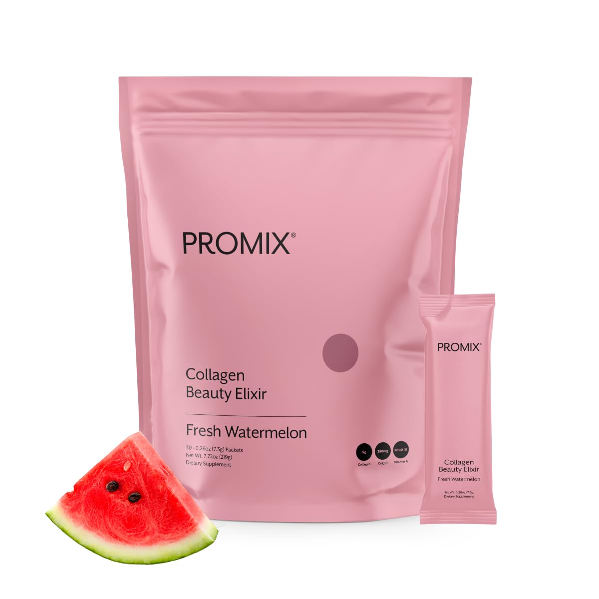 ProMix Nutrition Collagen Beauty Elixir stick packs à la pastèque, vue de face