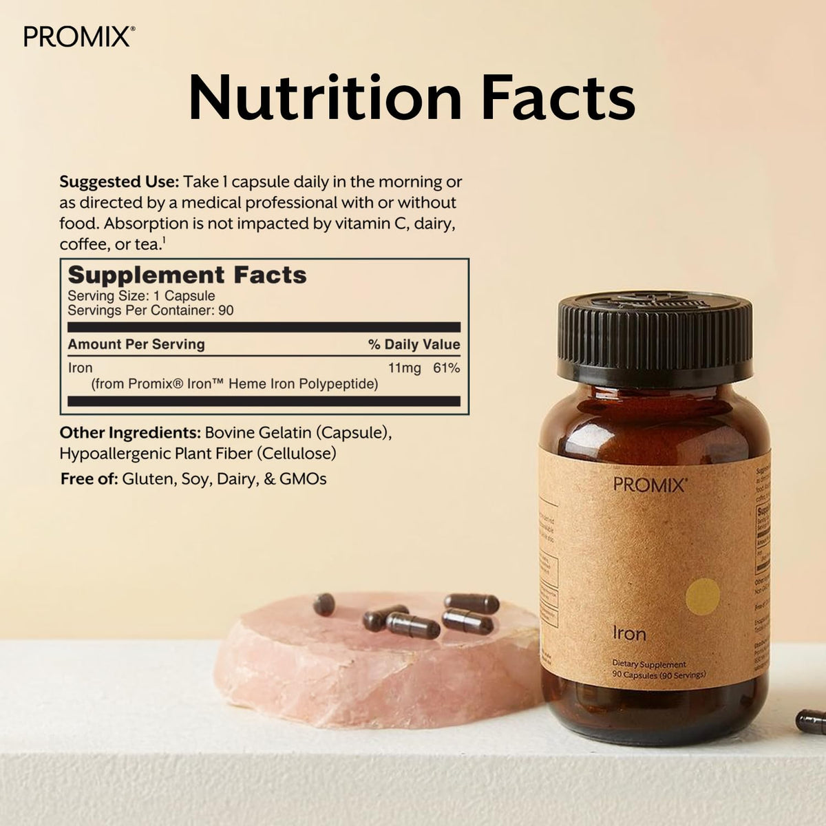 ProMix Nutrition Fer Hémique 90 Capsules vue arrière