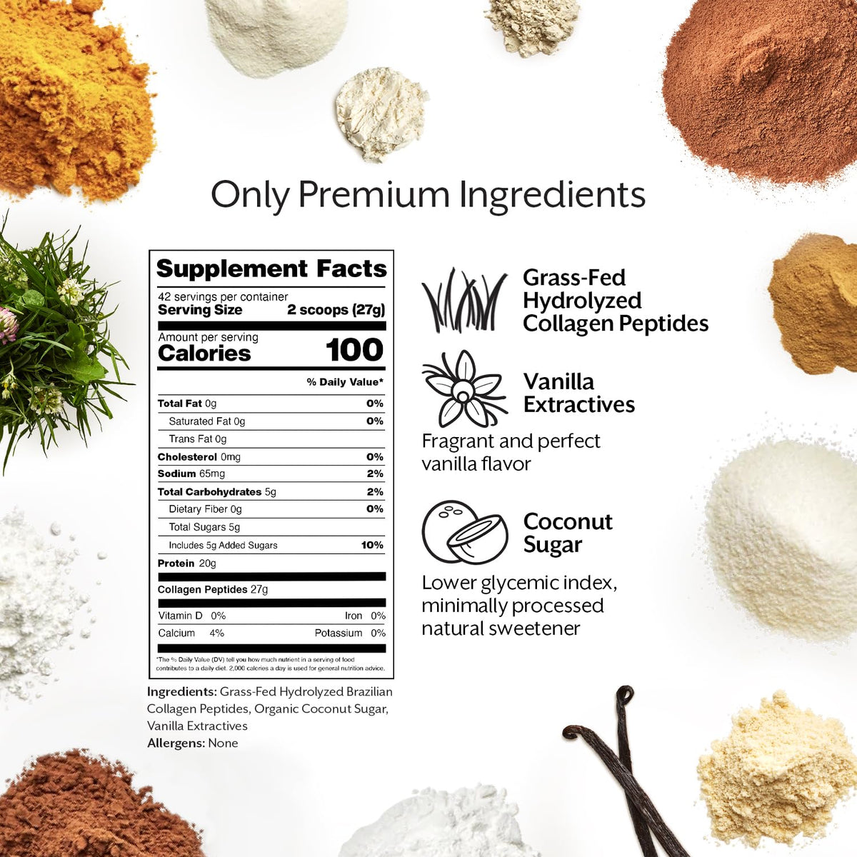 ProMix Nutrition Poudre de Collagène Aromatisée Vanille 1179g dans un bol