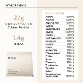 ProMix Nutrition Poudre de Collagène Aromatisée Vanille 1179g ingrédients sur l'étiquette