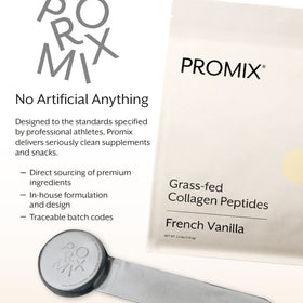 ProMix Nutrition Poudre de Collagène Aromatisée Vanille 1179g sur une table en bois