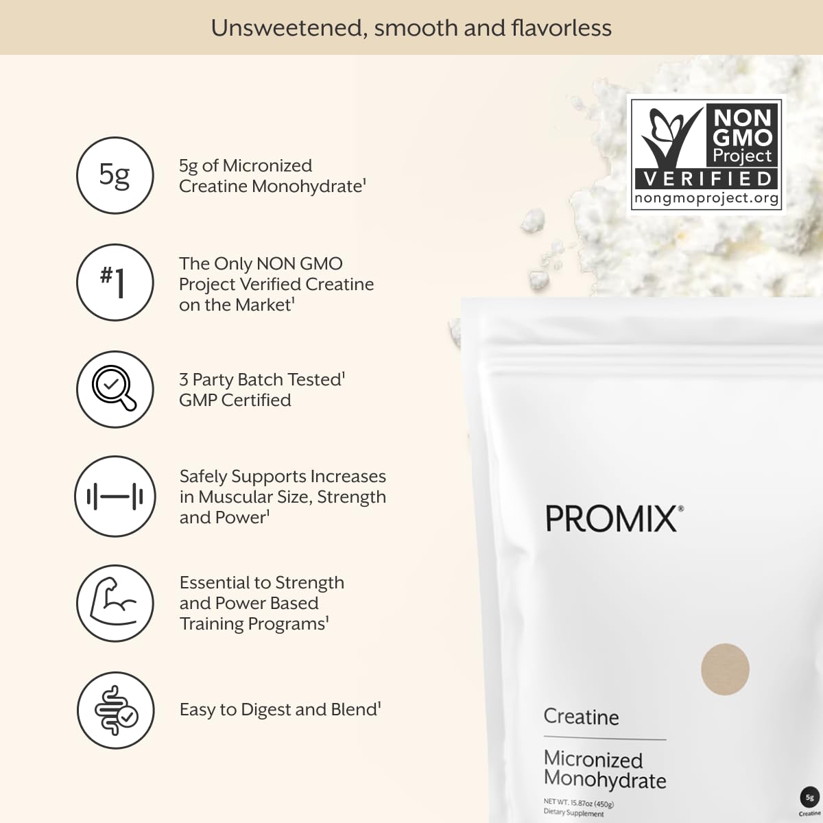 ProMix Nutrition Poudre de Créatine Monohydrate 458g vue arrière