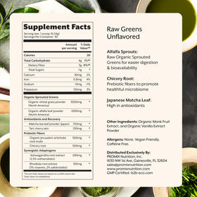 ProMix Nutrition Poudre de Superfood Verts - vue arrière du paquet