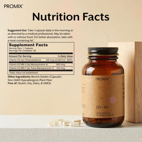 ProMix Nutrition Vitamine D3 K2 capsules ouvertes montrant le contenu