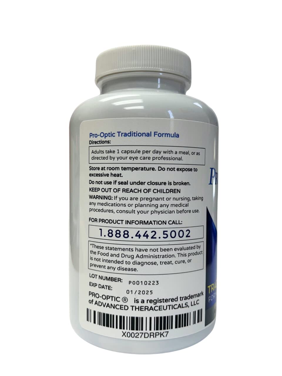 PROOPTIC Compléments Alimentaires Luteine 180 Capsules arrière