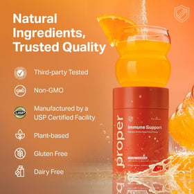 Proper complément alimentaire orange tangerine, étiquette des valeurs nutritionnelles